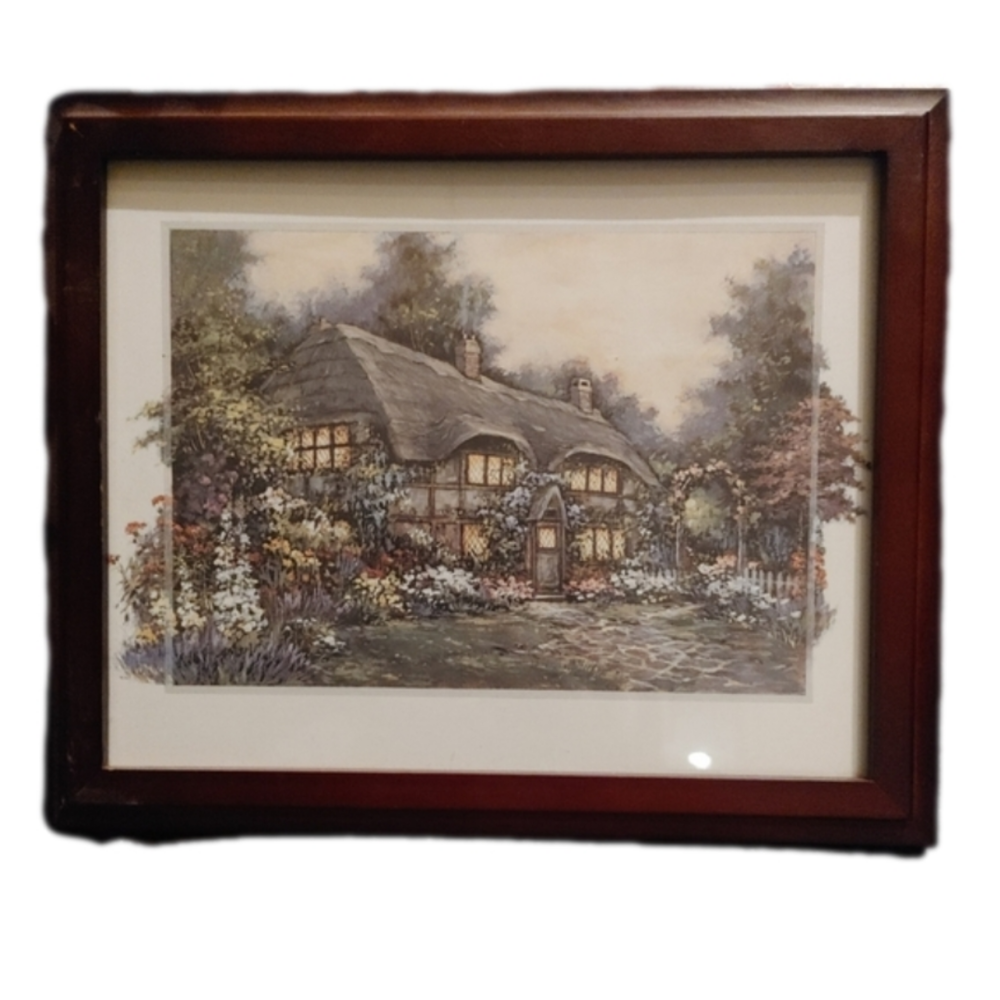 English Cottage print in frame